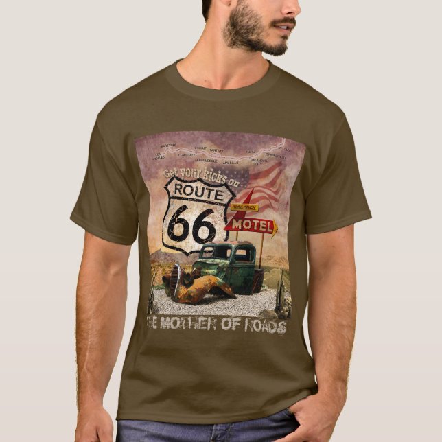 Holen Sie sich Ihre Kicks auf Route 66 T-Shirt (Vorderseite)