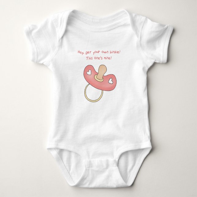 Holen Sie sich Ihren eigenen Binkie (Mädchen) Baby Strampler (Vorderseite)
