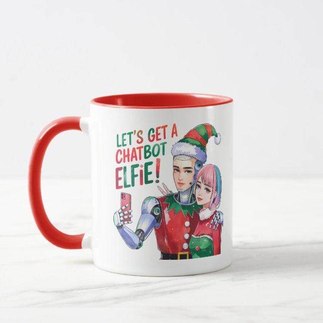 🤖 holen wir einen Chatbot Elfie Funny Christmas M Tasse (Links)