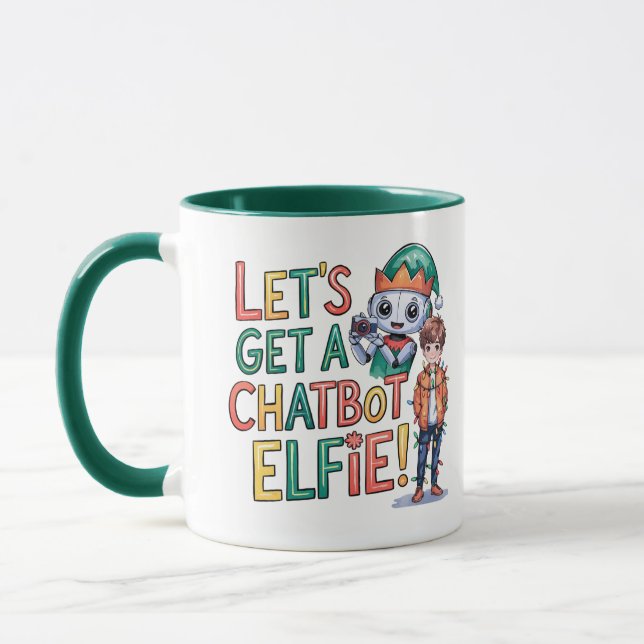 🤖 holen wir einen Chatbot Elfie Funny Christmas M Tasse (Links)