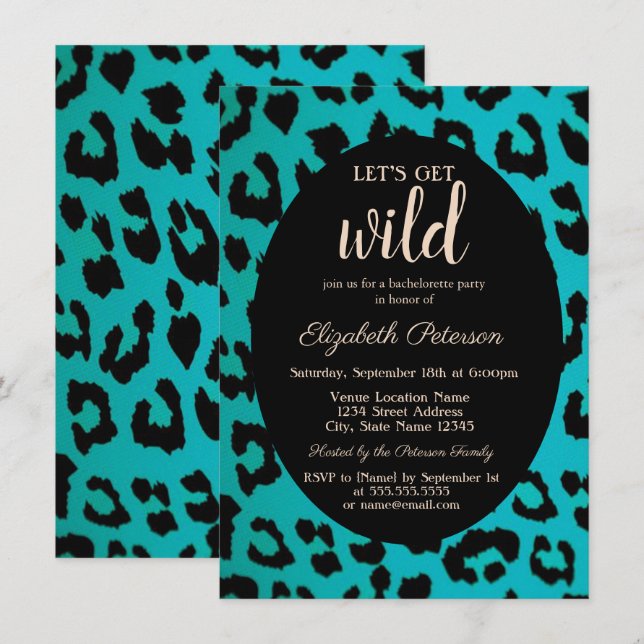 Holen wir uns Wild Chic Leopard Print Bachelorette Einladung (Vorne/Hinten)