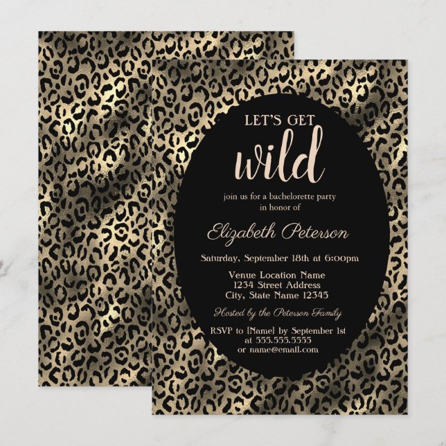 Holen wir uns Wild Gold Leopard Print Bachelorette Einladung (Vorne/Hinten)