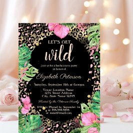 Holen wir uns Wild Gold Leopard Print-Blätter Einladung