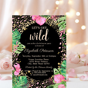 Holen wir uns Wild Gold Leopard Print-Blätter Einladung