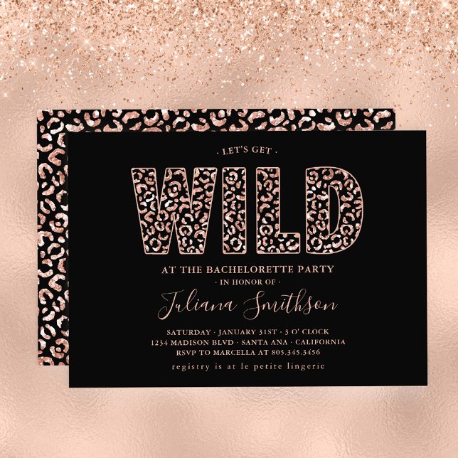 Holen wir uns Wild Rose Gold Leopard Bachelorette  Einladung (Von Creator hochgeladen)