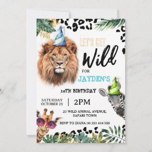 Holen wir uns Wild Safari Animals Geburtstagsparty Einladung