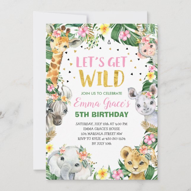 Holen wir uns Wild Safari Jungle zum Geburtstag Ei Einladung (Vorderseite)