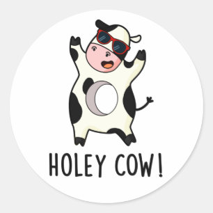 Holey Cow Funny Animal Puff Runder Aufkleber
