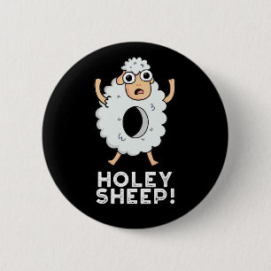 Holey Sheep Funny Animal Pub Dark BG Button