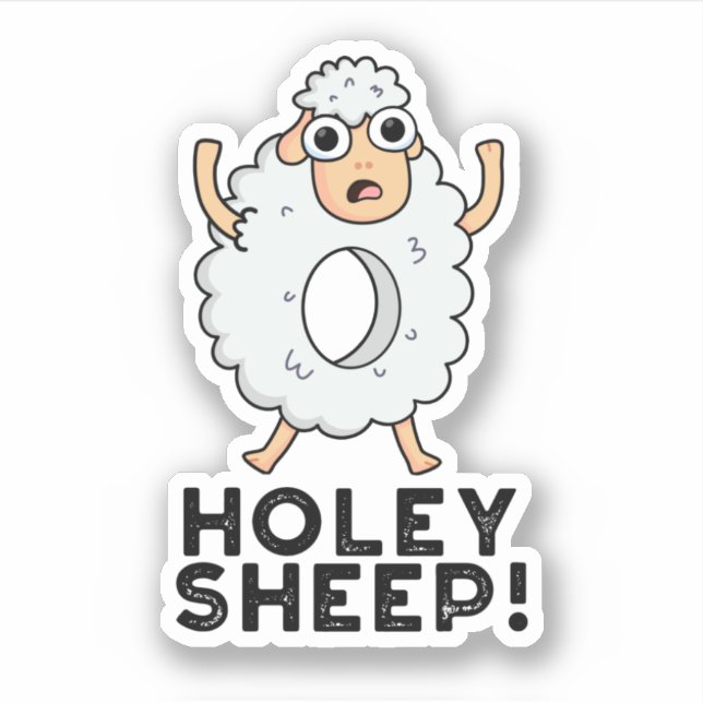 Holey Sheep Funny Animal Puff Aufkleber (Vorderseite)
