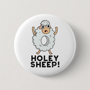 Holey Sheep Funny Animal Puff Button