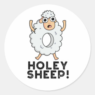 Holey Sheep Funny Animal Puff Runder Aufkleber