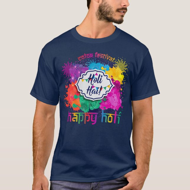 Holi Colorful Paint & Fireworks T-Shirt (Vorderseite)