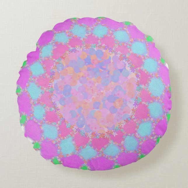 Holi Farbe splash Blumenrangoli Rundes Kissen (Vorderseite)