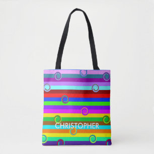 HOLI farbige Streifen Wirbel Muster + Ihre Ideen Tasche
