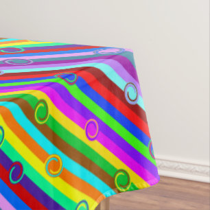 HOLI farbige Streifen Wirbel Muster + Ihre Ideen Tischdecke
