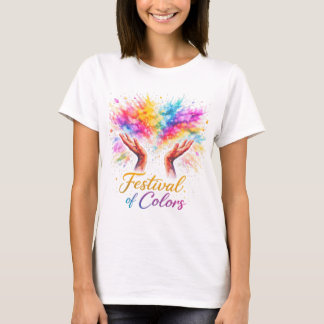 Holi Festival Hands Throwing Colors Watercolor T-Shirt