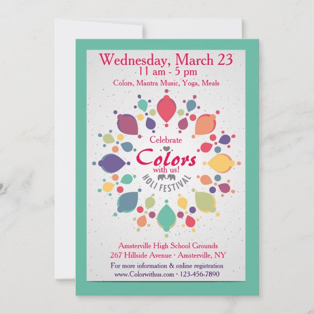 Holi Festival Invitation (Devant)