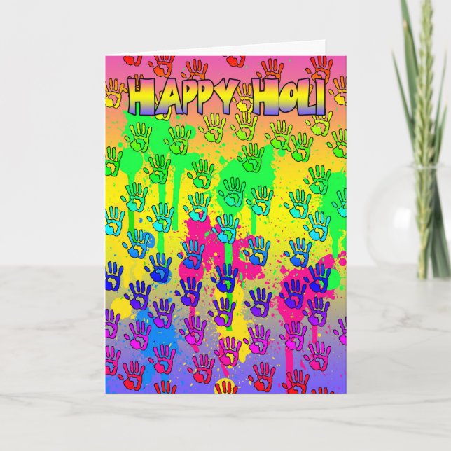 Holi Hai Festival der Farbgruß-Karte - glücklich Karte (Vorderseite)