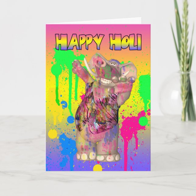 Holi Hai Festival der Farbgruß-Karte - glücklich Karte (Vorderseite)
