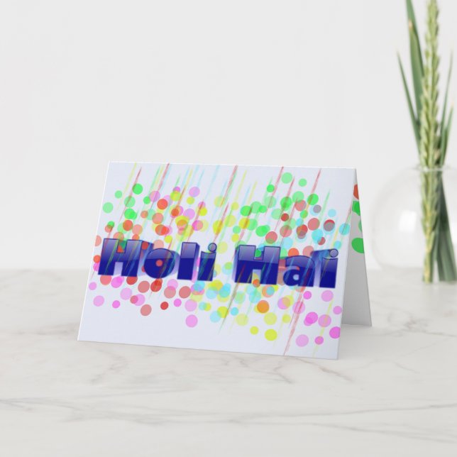 Holi Hai mit farbenfrohen Punkten und Streifen Karte (Vorderseite)