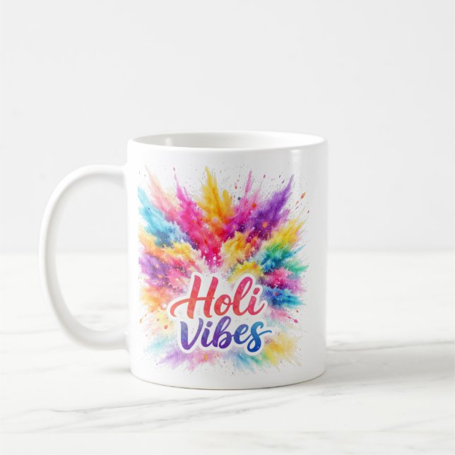 Holi Vibes - Bunte Typografie Tasse (Links)