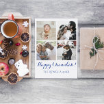 Holiday 4 Photos Happy Chanukah Family White Feiertagspostkarte<br><div class="desc">Quick and easy holiday postcard to send family and friends during the holiday season.</div>