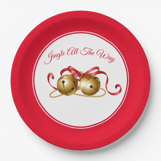 Holiday 9" Paper Tellers - Jingle Bells Pappteller (Vorderseite)