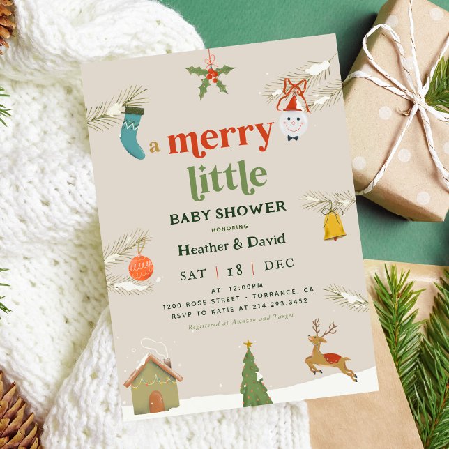 Holiday A Merry Little Baby Dusche Einladung (Von Creator hochgeladen)
