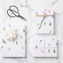 Holiday Alpine Skiern Skifahren Geschenkpapier Set