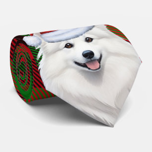 Holiday American Eskimo Dog Karierte Weihnachten Krawatte