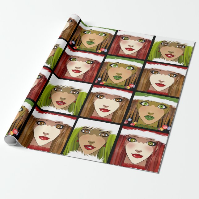 Holiday Anime Girls Geschenkpapier (Ungerollt)
