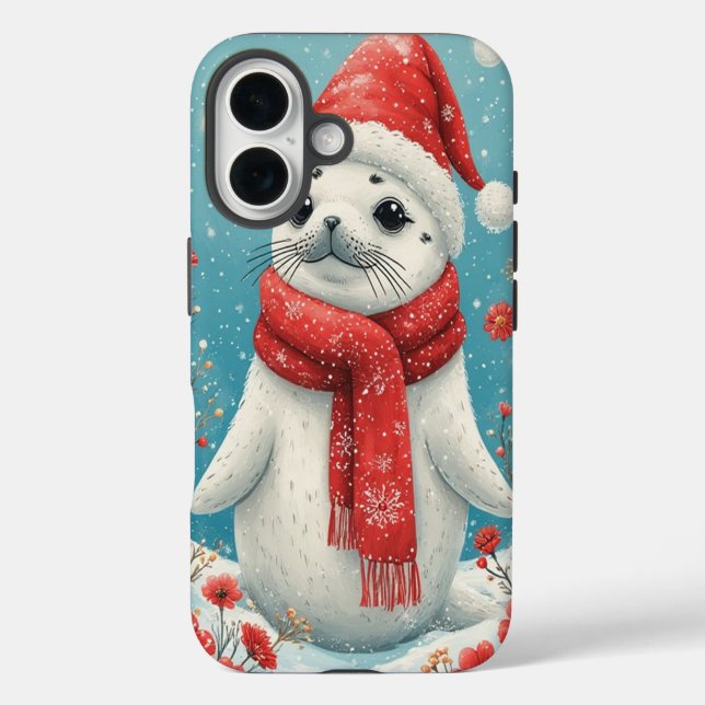 Holiday Baby Seal  iPhone 16 Hülle (Rückseite)