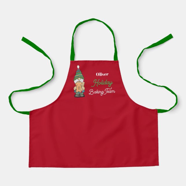 Holiday Backteam Niedlich Gnome Red Christmas Apro Schürze (Vorderseite)