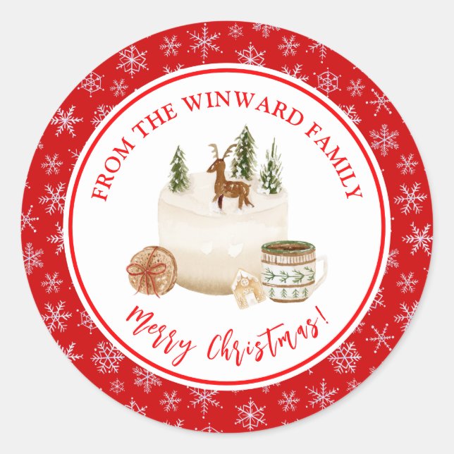 Holiday Baking Christmas Cake Runder Aufkleber (Vorderseite)