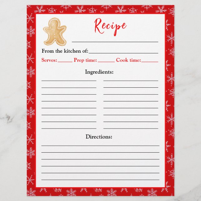 Holiday Baking Gingerbread Man Rezept Seite (Vorne)