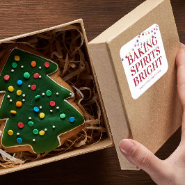 Holiday Baking Spirituosen Bright String Lights Quadratischer Aufkleber