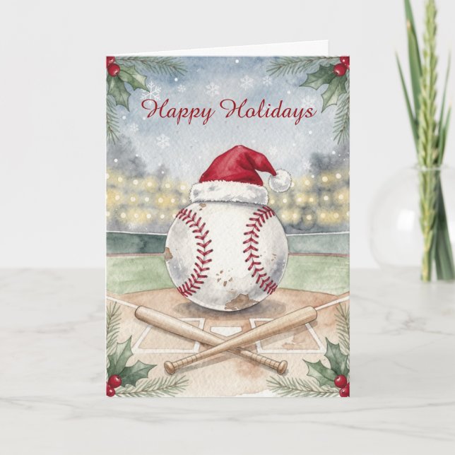 Holiday Baseball Christmas Cards Feiertagskarte (Vorderseite)