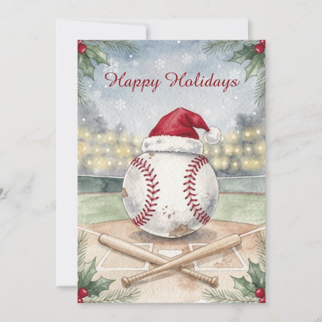Holiday Baseball Christmas Cards Feiertagskarte (Vorderseite)