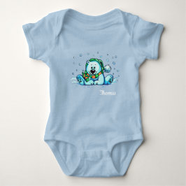 Holiday Bear Baby Bear Blue Baby Bodysuit Strampler