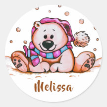 Holiday Bear Classic Round Sticker
