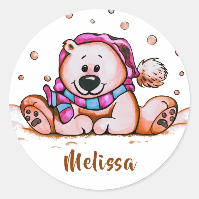 Holiday Bear Classic Round Sticker (Vorderseite)