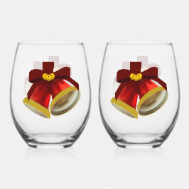 Holiday Bells Stemless Wine Glass Set Weinglas Ohne Stiel