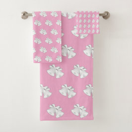 Holiday Bells Wiederholen Hochzeitrosa Badhandtuch Set
