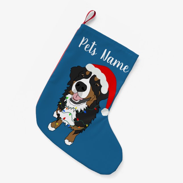 Holiday Bernese Mountain Dog Kleiner Weihnachtsstrumpf (Vorderansicht (hängend))