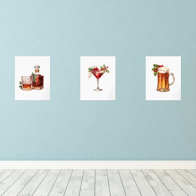 Holiday Beverages Trio Bilderwand Sets (Holzboden)