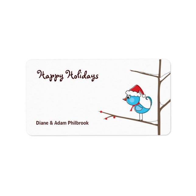 Holiday Bird Gift Tags Adressaufkleber (Vorne)