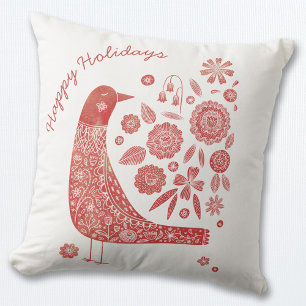 Holiday Bird Skandinavier Roter Thornkissen Kissen