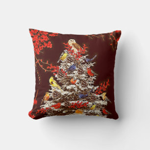 Holiday Bird Tree Kissen