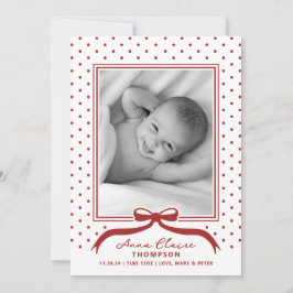 Holiday Birth Ankündigung Bow Polka Dot
